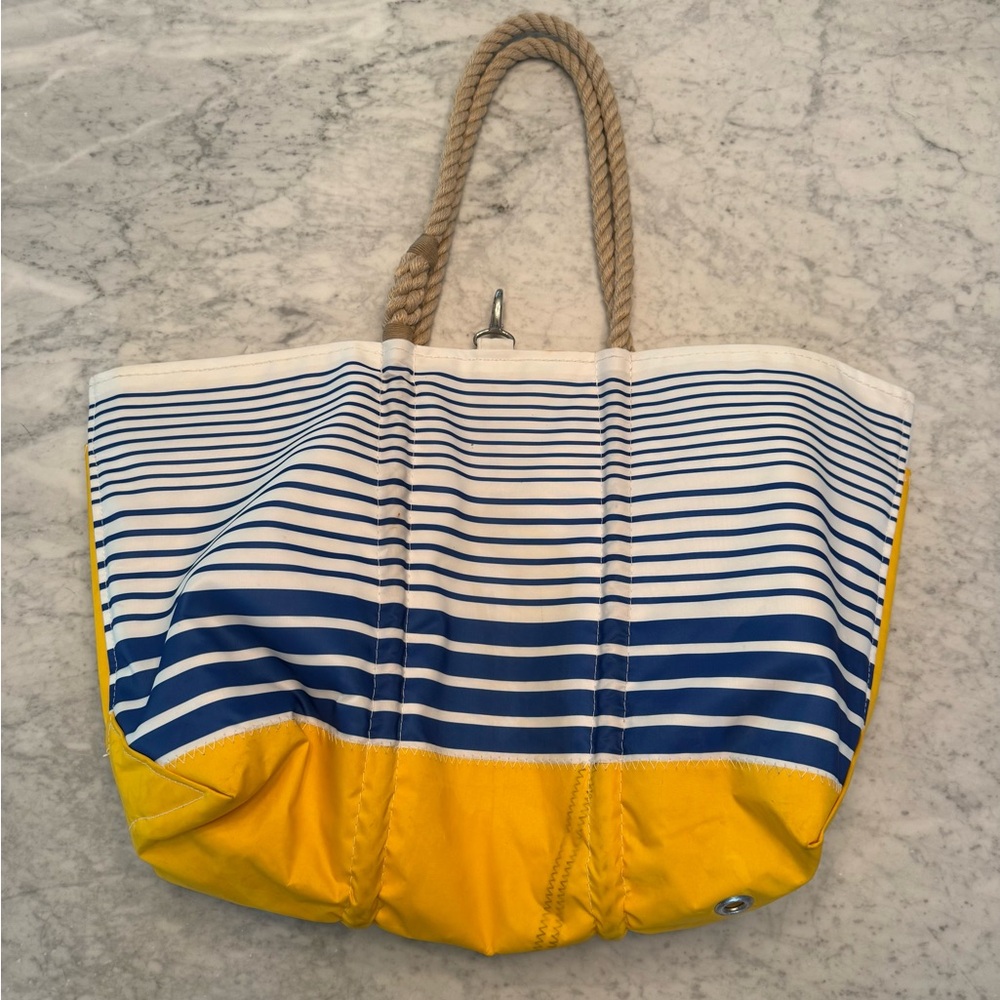Sea Bags Maine Blue Stripe Ogunquit Beach Tote preowned preloved